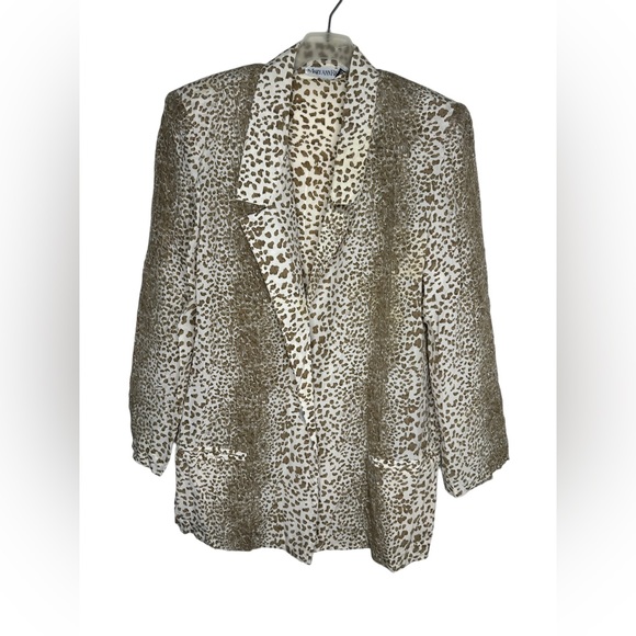 Vintage Mary Ann Restivo Womens Leopard Print Longline Blazer Size 10 - Picture 1 of 13